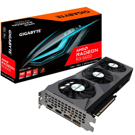 GIGABYTE Radeon pci_e_x16 RX 6600 Eagle 8G Graphics Card, WINDFORCE 3X Cooling System, 8GB 128-bit GDDR6, GV-R66EAGLE-8GD Video Card