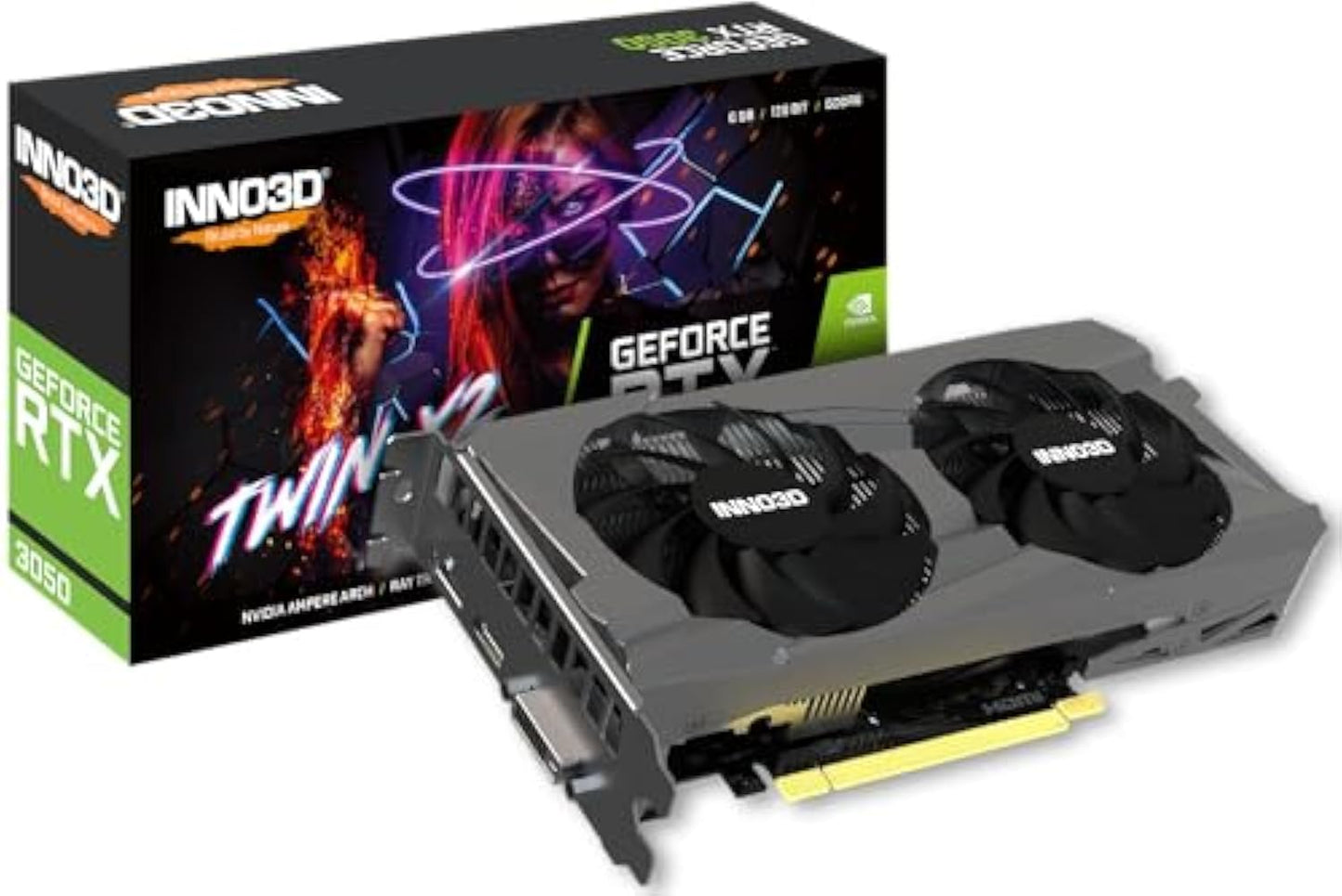 INNO3D Nvidia Geforce RTX 3050 6Gb Twin X2 Gddr6 96-Bit Pci-E 4.0 Integrated Gaming Graphics Card - N30502-06D6-1711Va60