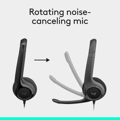 Logitech H390 Wired On Ear Headset for PC/Laptop, Stereo Headphones with Noise Cancelling Microphone, USB-A, In-Line Controls, Works with Chromebook