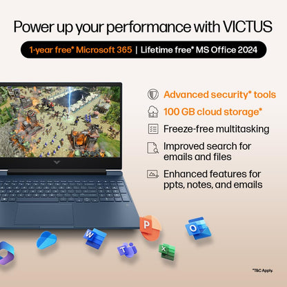 HP Victus, 13th Gen Intel Core i5-13420H, 6GB RTX 3050,16GB DDR4 Upgrade (Upto 32GB) 512GB SSD, FHD,144Hz,300 nits,IPS, 15.6''/39.6cm, Win11, M365* Office24, Mica Silver,2.3kg, fa2700TX, Gaming Laptop