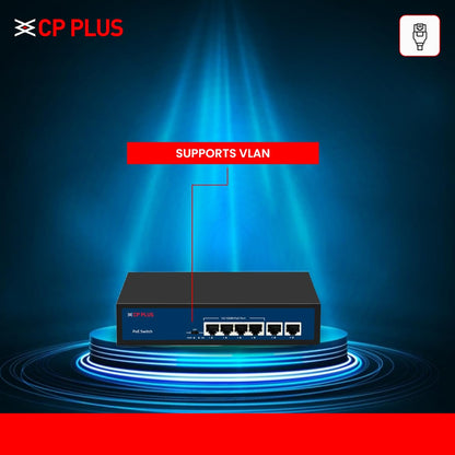 CP Plus 10 Ports Fast Ethernet with 8 PoE Ports (10/100 Mbps) & 2 Uplink Ports (100 Mbps) POE Switch | Max. 30W Output of Single PoE Port | LED Light Indicators | Plug & Play - CP-DNW-HPU8H2-96-V2