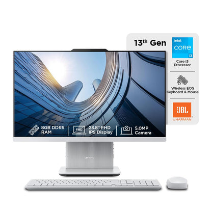 Lenovo IdeaCentre AIO 13th Gen Core i3-1315U 24" FHD IPS (8GB RAM/512GB SSD/Windows11/Office 21/3Wx2 Harman Speakers/Alexa Built-in/Wireless EOS Keyboard & Mouse, Grey), F0HN00FWIN All-in-One Desktop