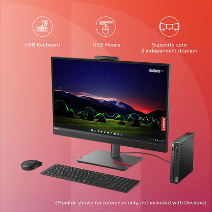Lenovo ThinkCentre Neo 50q Tiny Intel Core i5 13th Gen Light Desktop (8GB/512GB SSD/DOS/USB Calliope Mouse & Keyboard/Intel UHD Graphics/WiFi 6/BT 5.1/Vesa Mount/Black/3Y Premier Support), 12LNA00LIH
