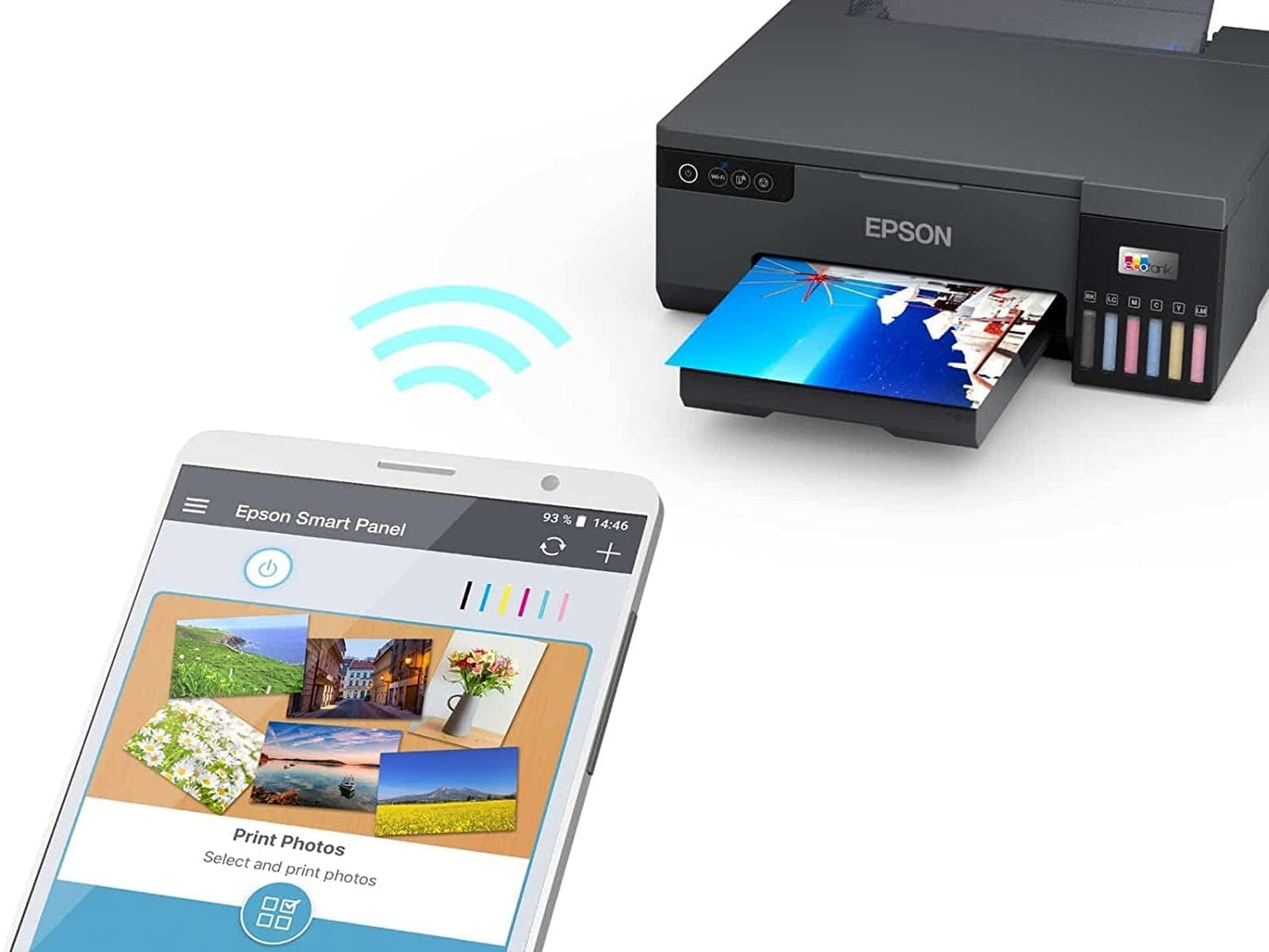 Epson Eco Tank L8050 Wireless Colour Home Inkjet Printers, Multicolor