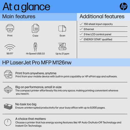 HP Laserjet Pro M126nw Multi-Function Monochrome Laser Printer