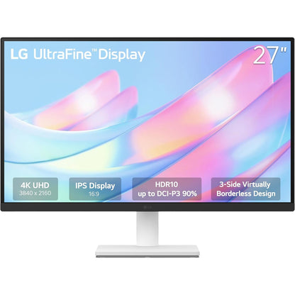 LG Ultrafine 27US500-W, 27 inch (68.58 cm), IPS, 4K UHD 3840x2160, 60Hz, White, HDR10, 90% DCI-P3 Color gamut