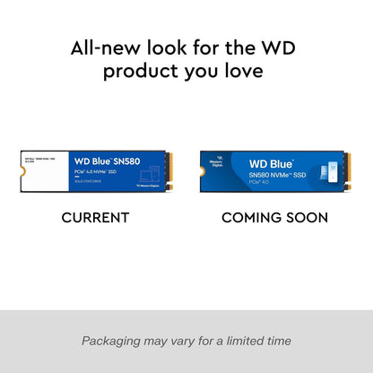 Western Digital WD Blue SN580 NVMe 1TB, Upto 4150MB/s, 5 Y Warranty, PCIe Gen 4 NVMe M.2 (2280), Internal Solid State Drive (SSD) (WDS100T3B0E)