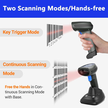 LENVII CW200 Wireless Barcode Scanner 2D Handheld Bar Code Reader QR Code Scanner USB Bar Code Scanners 2 in 1 with Charging Base use for Shop,Supermarket, Warehouse