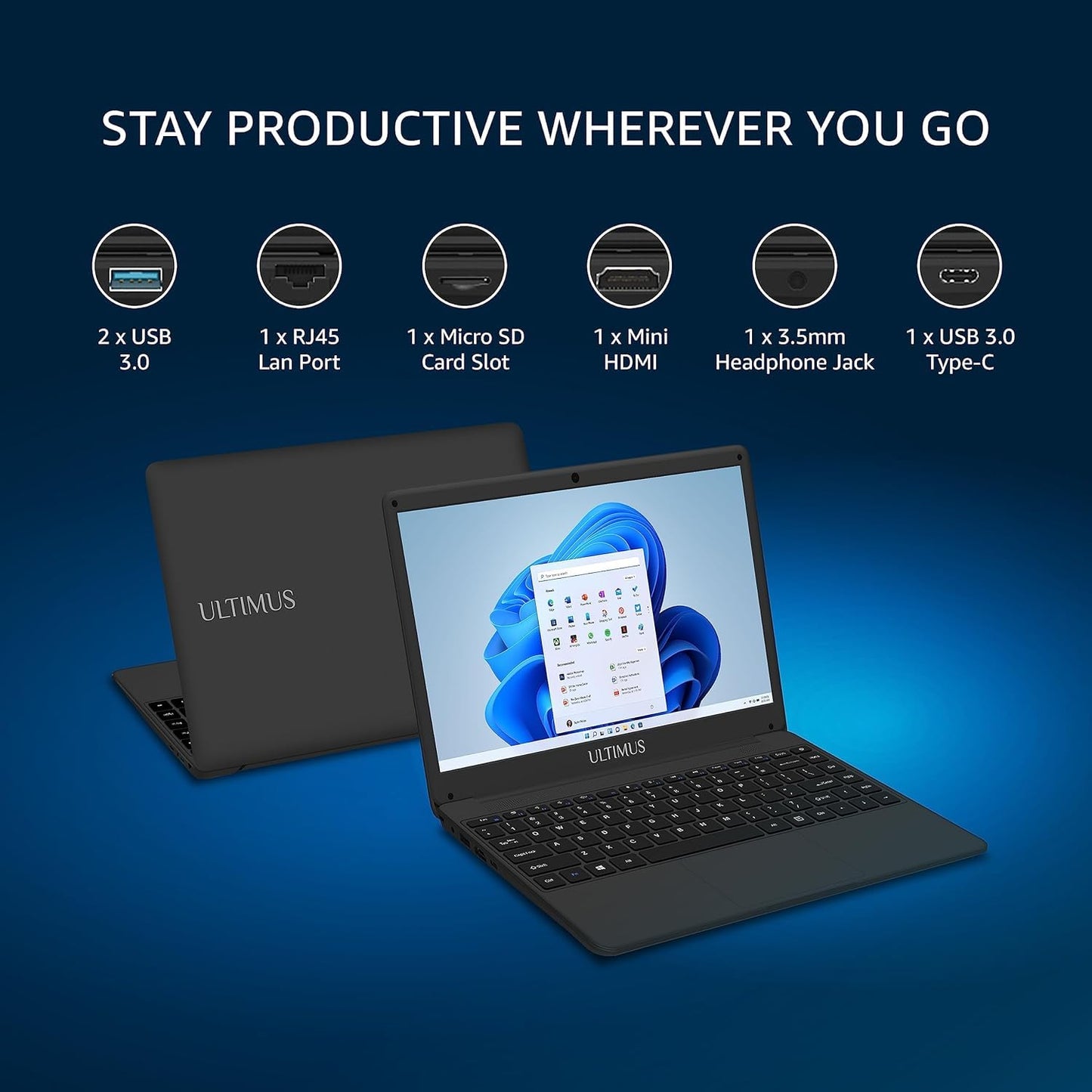 FUTOPIA ULTIMUS Elite 10th Gen Intel core i5 8 GB RAM/ 512GB SSD, 14.1-inch (35.8 cm) FHD IPS Display Type-C Port Win 11 Home Black 1.30 Kg RJ45 Port Thin & Light NU14U3INF56BN-MB