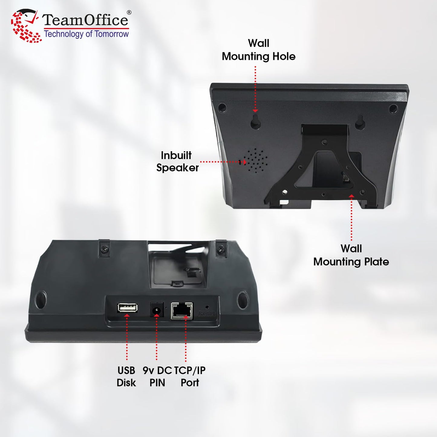 Team Office Touch-Less Face Attendance Device with Cloud Attendance Software (Face + Wi-Fi), Black