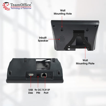Team Office Touch-Less Face Attendance Device with Cloud Attendance Software (Face + Wi-Fi), Black