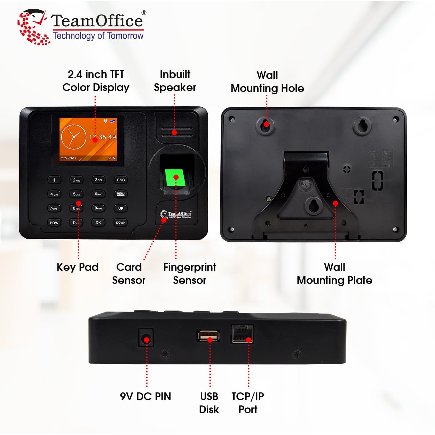 Team Office Z305W Biometric Attendance Device with Cloud and Wi-Fi Suuported