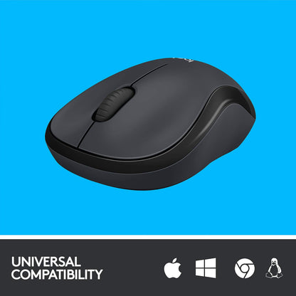 Logitech M221 Wireless Mouse, Silent Buttons, 2.4 GHz with USB Mini Receiver, 1000 DPI Optical Tracking, 18-Month Battery Life, Ambidextrous PC/Mac/Laptop - Black