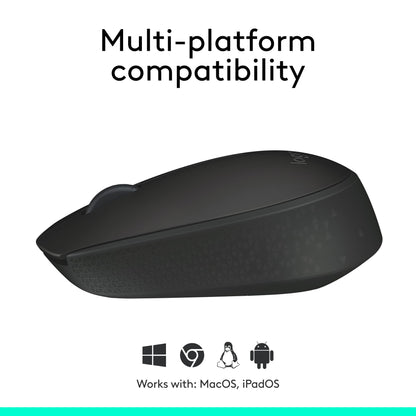 Logitech M170 2. 4GHz Wireless 3-Button Optical Scroll Mouse w/Nano USB Receiver (Black)