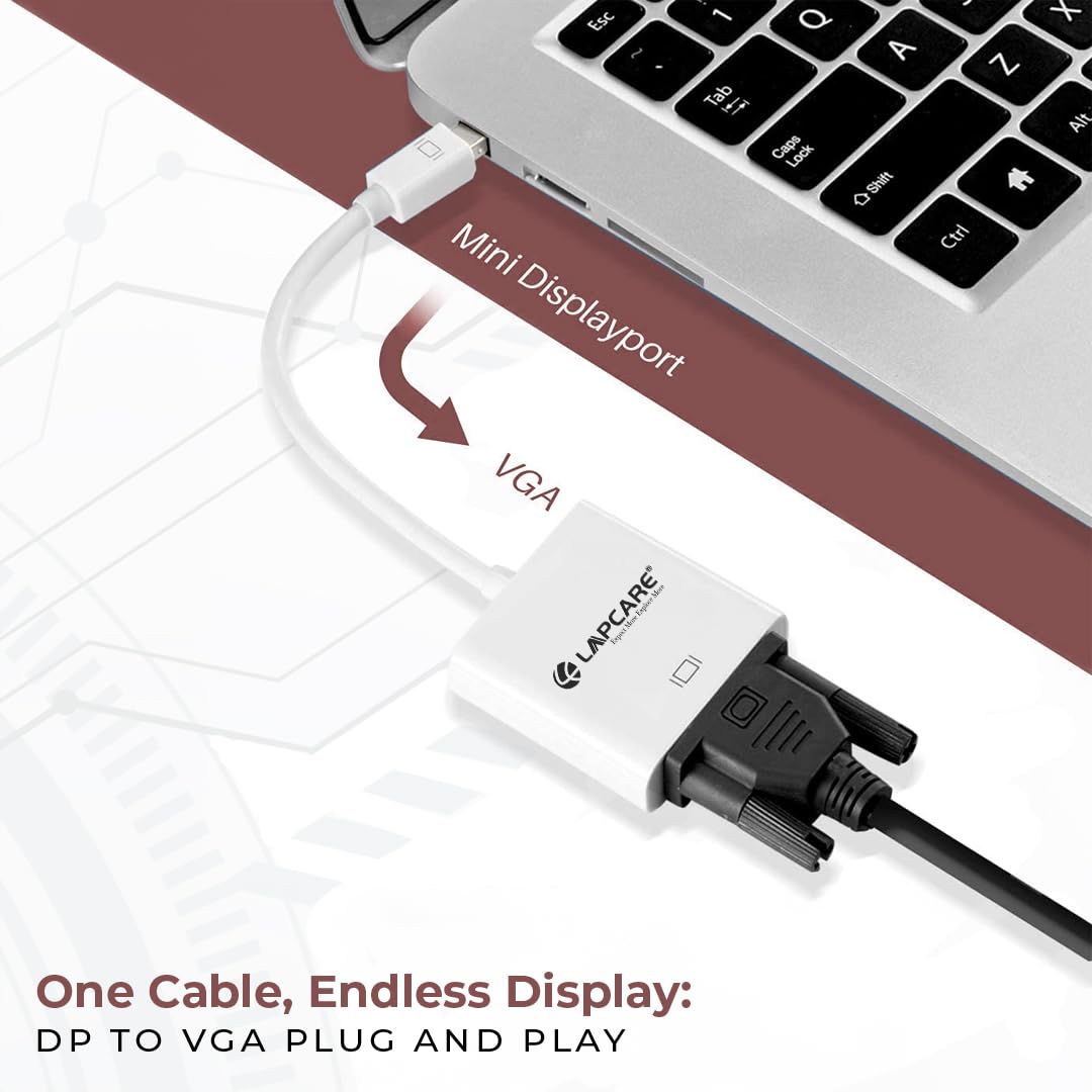 LAPCARE Mini DP to VGA Converter with 20CM Cable