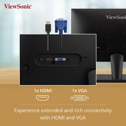 ViewSonic 55.88 Cm (22"), FHD, VA Monitor for Home and Office Use, 100 Hz,1ms Response time, Eye ProTech for Comfort Viewing, Wall Mount, Bezel-Less, Srgb104%, HDMI, VGA - VA2215-H-1N.