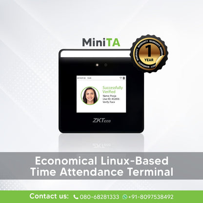 ZKTeco MiniTA Touchless Face Recognition Attendance & Access Control Terminal | WiFi, Mobile App, Free Web-Based Software | Ideal for Office