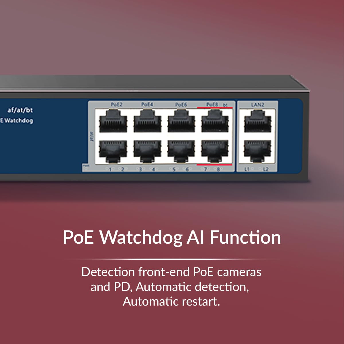 CP PLUS 8 Port PoE + 2 Uplink Port CP-ANW-HPU8H2-N12 PoE
