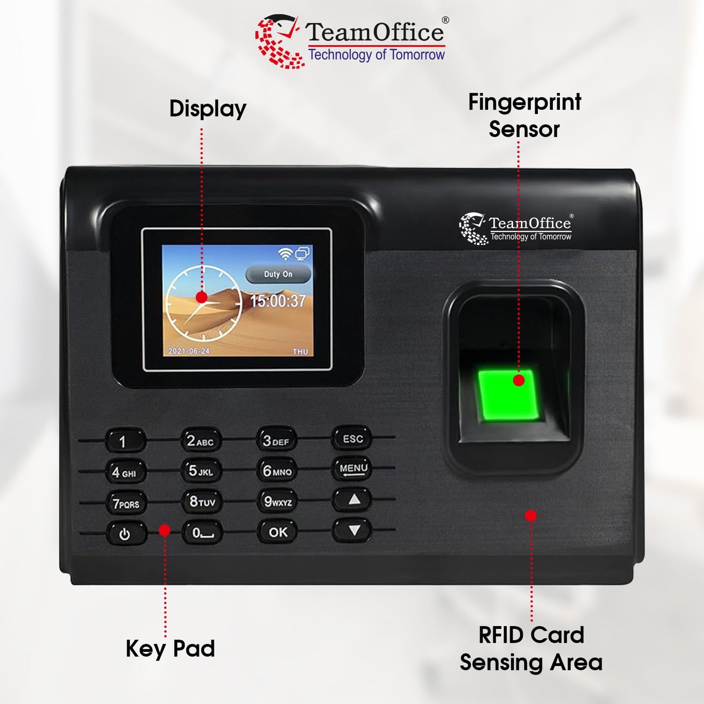 Team Office Fingerprint, Card, Wi-Fi and Cloud Based Attendance Device(Finger, Wi-Fi, Battery, Black)