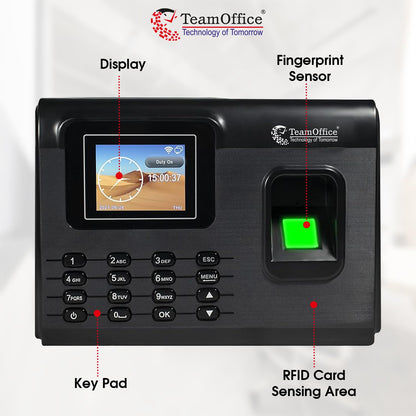 Team Office Fingerprint, Card, Wi-Fi and Cloud Based Attendance Device(Finger, Wi-Fi, Battery, Black)