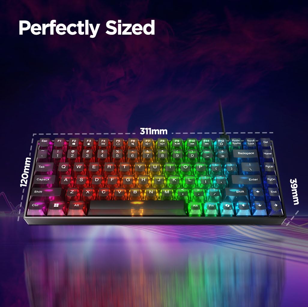 Lenovo Legion K510 Mini Pro Gaming Keyboard, 16.8 Million Colors RGB Per Key, Programmable |100% Anti Ghosting Mechanical switches |Customizable| USB 2.0 Interface |3 Yr Warranty | Black + Traslusent