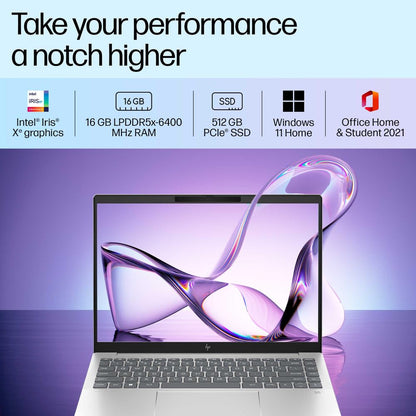 HP Pavilion Plus, 13th Gen Intel Core i5-1335U Laptop (16GB DDR5, 512GB SSD) IPS WUXGA Anti-Glare, 14"/35.6cm, Win 11, Office 21, Silver, 1.44kg, Intel Iris Xe Graphics, 5MP IR Camera, ew0116TU