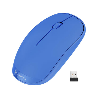 ZEBRONICS Haze Wireless Mouse for Computers, Laptops with 1200 DPI, Advanced Optical Sensor, 2.4GHz USB Nano Receiver, Plug - Play Usage, Power Saving Mode and Comfortable use on Most Surfaces - Blue