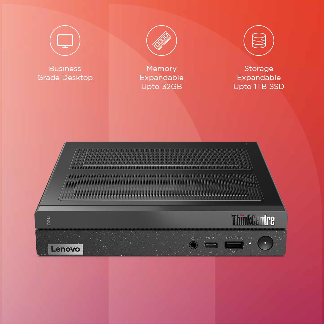 Lenovo ThinkCentre Neo 50q Tiny Intel Core i5 13th Gen Light Desktop (8GB/512GB SSD/DOS/USB Calliope Mouse & Keyboard/Intel UHD Graphics/WiFi 6/BT 5.1/Vesa Mount/Black/3Y Premier Support), 12LNA00LIH