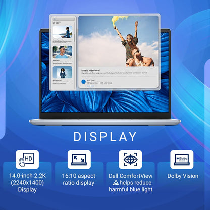 (Refurbished) Dell New Inspiron 14 Plus Laptop, AI Enabled Intel Evo Powered Core Ultra 7 155H Processor,16GB LPDDR5X, 1TB, Intel Arc Graphics, 14" (36.06cm) 2.2K 300nits Display, Backlit KB + FPR, Ice Blue, 1.6kg