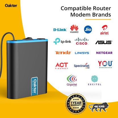Oakter Mini UPS for 12V WiFi Router Broadband Modem | Backup Upto 4 Hours | WiFi Router UPS Power Backup During Power Cuts | UPS Broadband Modem (12 Volt Backup Upto 4 HRS)
