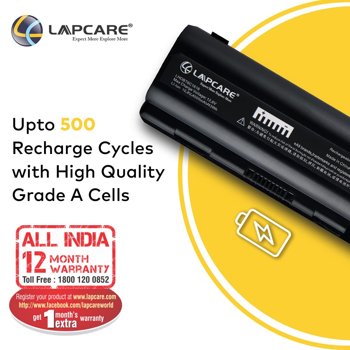 Lapcare Compatible Laptop Battery for Hp Compaq Cq40, Cq45, Cq50, Cq50Z, Cq60, Cq70 Series (Black)