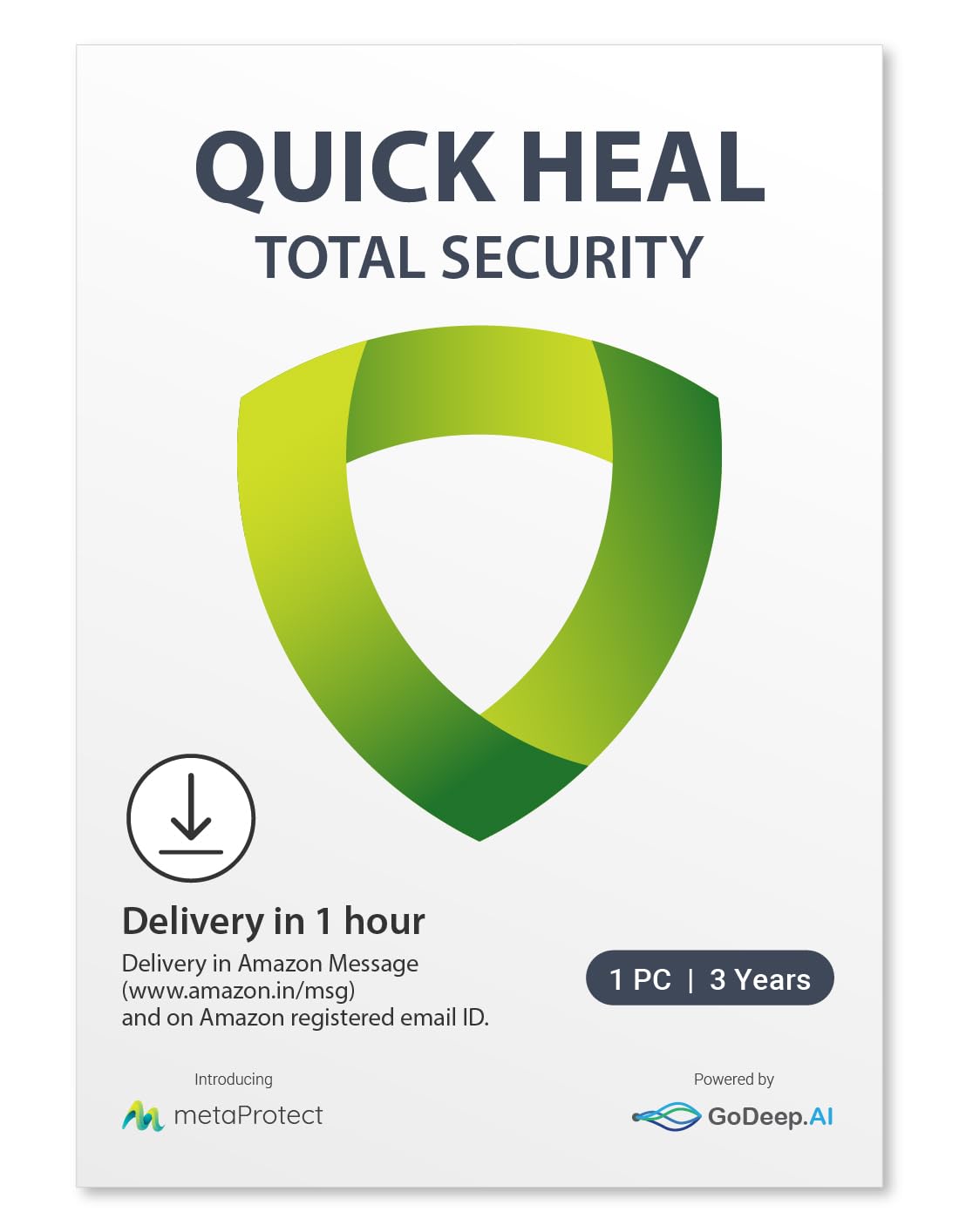 Quick Heal | Total Security | 1 User | 3 Years | AI Based Device Security for PC | Banking Protection | Parental Control| (Email Delivery in 1 Hour- No CD)