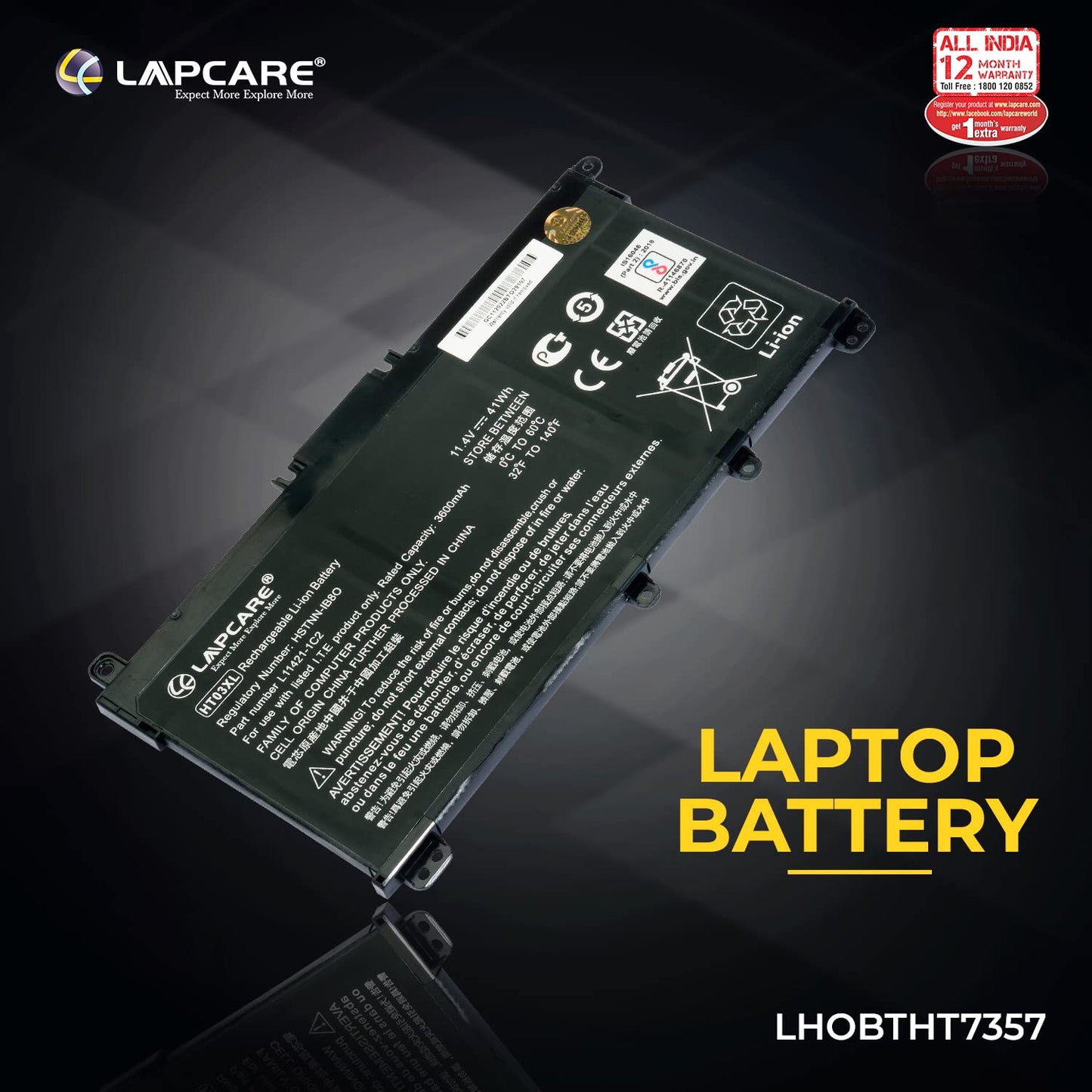 Lapcare Laptop Battery for HP Pavilion 240 G7, 245 G7, 250 G7, 255 G7, 340 G5, 348 G5 Series Laptop Battery