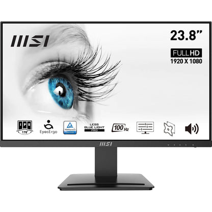 MSI PRO MP251 24.5 Inch Full HD Office Monitor - 1920 x 1080 IPS Panel, 100 Hz, Eye-Friendly Screen, Built-in Speakers, Tilt-Adjustable - HDMI 1.4b, D-Sub (VGA)
