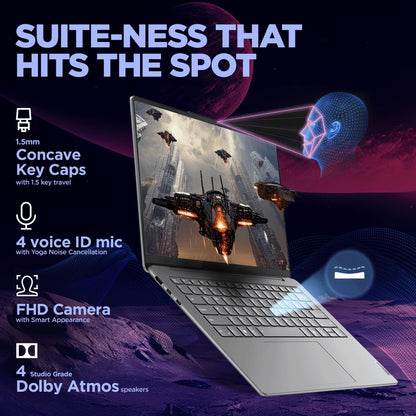 Lenovo Smartchoice Yoga Slim 7 Intel Core Ultra 5 125H Built-in AI 14"(35.5cm) WUXGA-OLED 400Nits Laptop (16GB/512GB SSD/60Hz/100% DCI-P3/Win11/MSO 21/1Yr ADP Free/Alexa/Grey/1.39Kg), 83CV003MIN