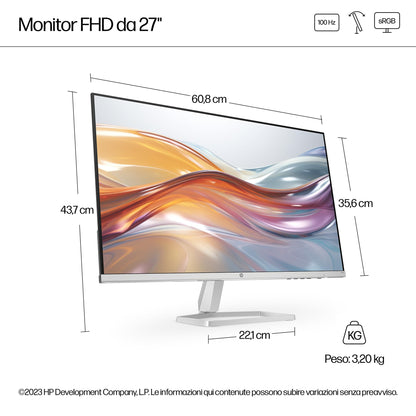 HP Series 5 27 inch FHD Monitor - 527sf, 27inch(68.6 cm),FHD(1920 x 1080),300 nits,Anti-Glare, Eye Ease,3.2kg