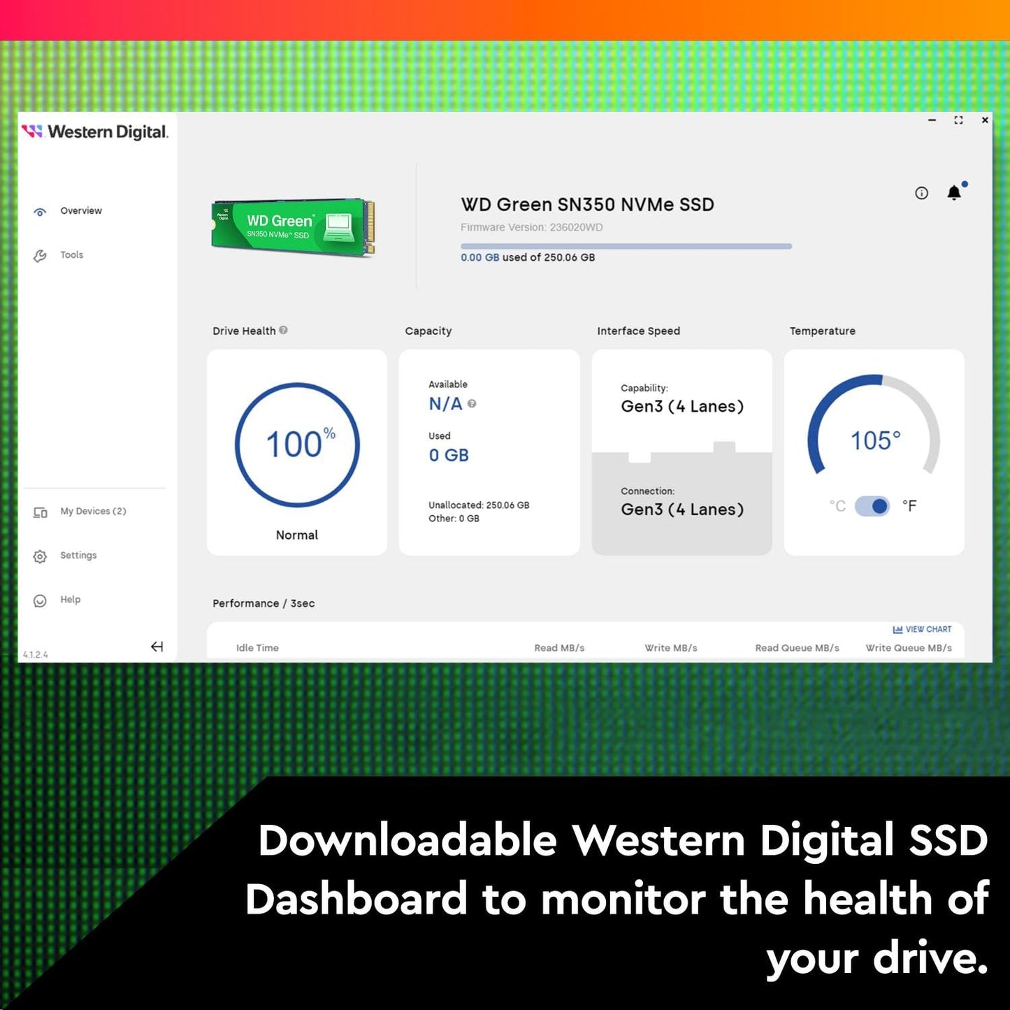 Western Digital Green Sn350 Pcie Gen 3 Nvme Ssd, 250Gb