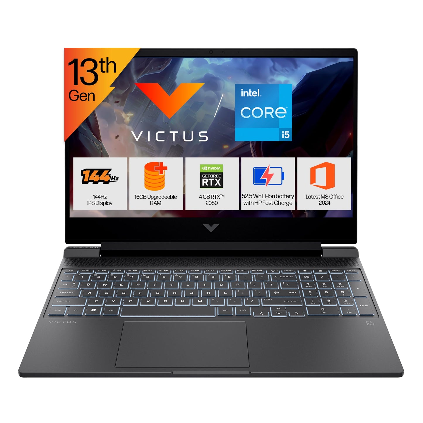 HP Victus, 13th Gen Intel Core i5-13420H, RTX 2050, Upgrade(Upto 32GB) 16GB DDR4, 512GB SSD, FHD, 144Hz, IPS, 300 nits, 15.6'' Gaming Laptop