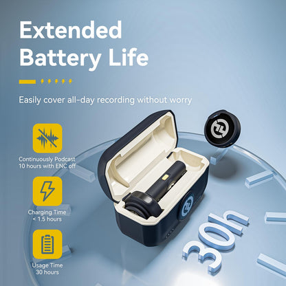 Hollyland Lark M2 Wireless Microphone for iPhone15/16 & Androids, Mini Microphone, 1000ft Range, Hi-Fi Audio, Noise Cancelling, 30h Use, Video Recording