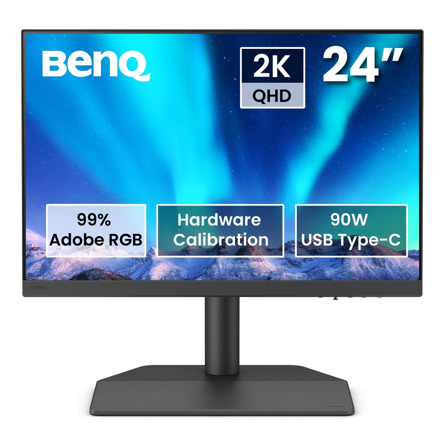 BenQ SW242Q 24" WQXGA 16:10 HDR10 Photo & Video Editing Monitor| 99% Adobe RGB| 98% P3| USB-C (90W)| DeltaE<1.5| 16-bit 3D LUT| Pantone Validated| Hardware Calibration| Card Reader| HDMI| DP (Black)