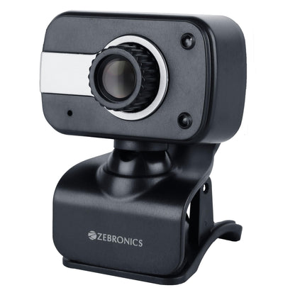 Zebronics Zeb-Crystal Clear Web Camera with 3P Lens,Built-in Microphone,Auto White Balance,Night Vision and Manual Switch for LED (Black)