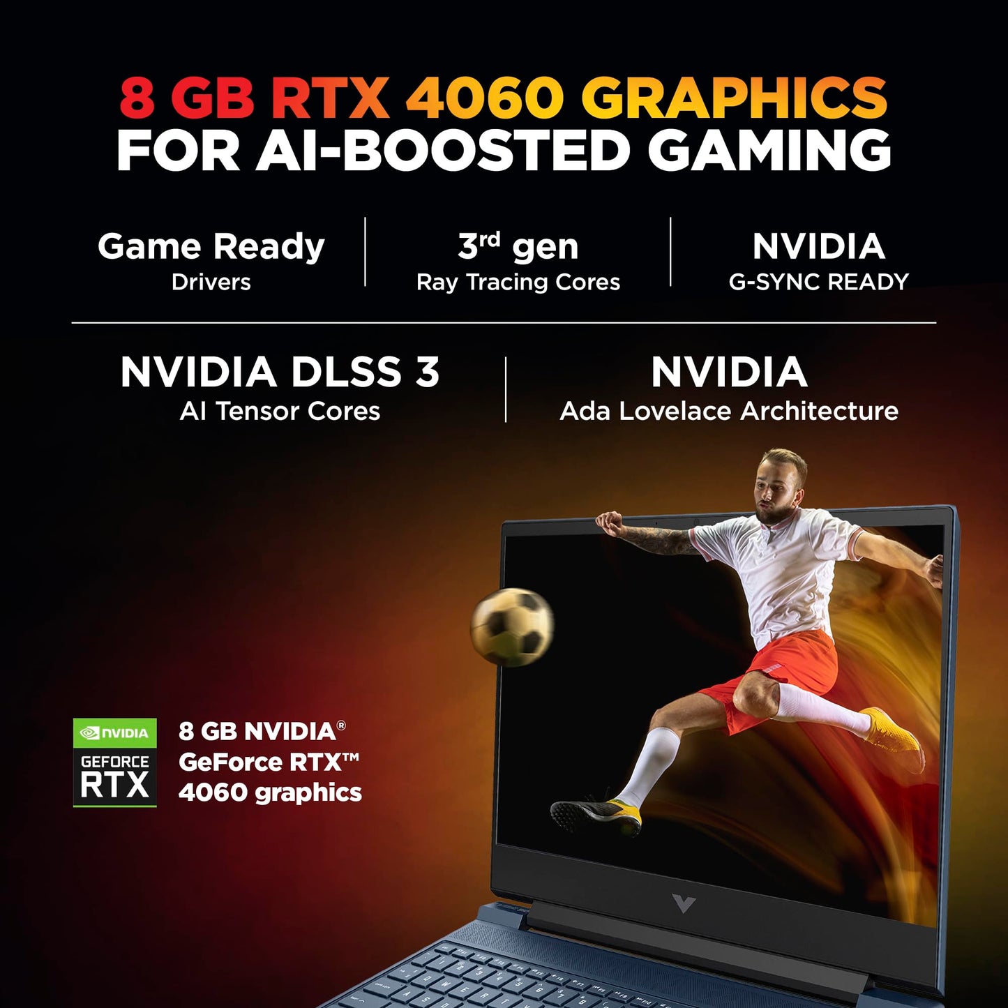 HP Victus, AMD Ryzen 9-8945HS, 8GB NVIDIA GeForce RTX 4060 AI Gaming Laptop (16GB RAM, 1TB SSD), 144Hz, IPS, 15.6"/39.6cm, FHD, Win 11, MS Office 2024, Blue, 2.29Kg, Backlit KB, fb3025AX