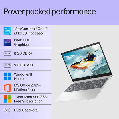 HP 15, Intel Core i3-1315U-13th Gen Laptop (8GB DDR4 Ram,512GB SSD) Anti-Glare, Micro-Edge,15.6'' FHD, Win11