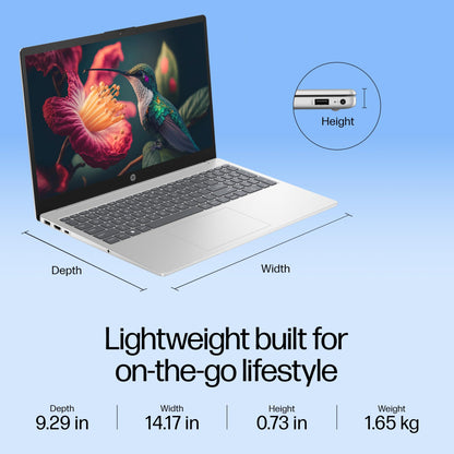 HP 15, Intel Core Ultra 5 125H Laptop (16GB DDR5,1TB SSD) IPS, Anti-Glare, Micro-Edge, 15.6''/39.6cm, FHD, Win11,M365 Basic(1yr),Office Home24,Silver,1.65kg, FHD Camera w/Shutter, Backlit, fd1255TU