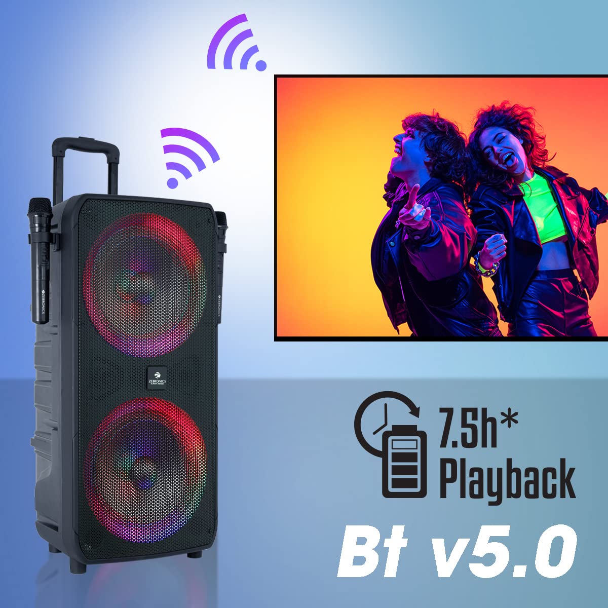 Zebronics JOLT Plus 100 Watts Trolley DJ Speaker