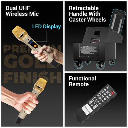 ZEBRONICS Metal Pro Powerful DJ Trolley Speaker with UHF Wireless Mic