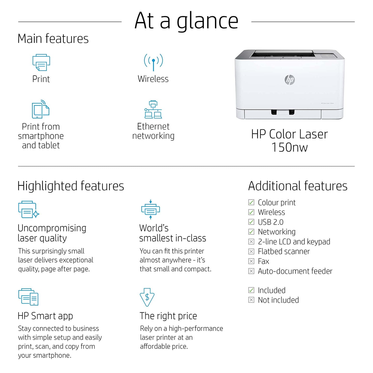 HP Colour Laser 150Nw Wireless Color Laser Printer