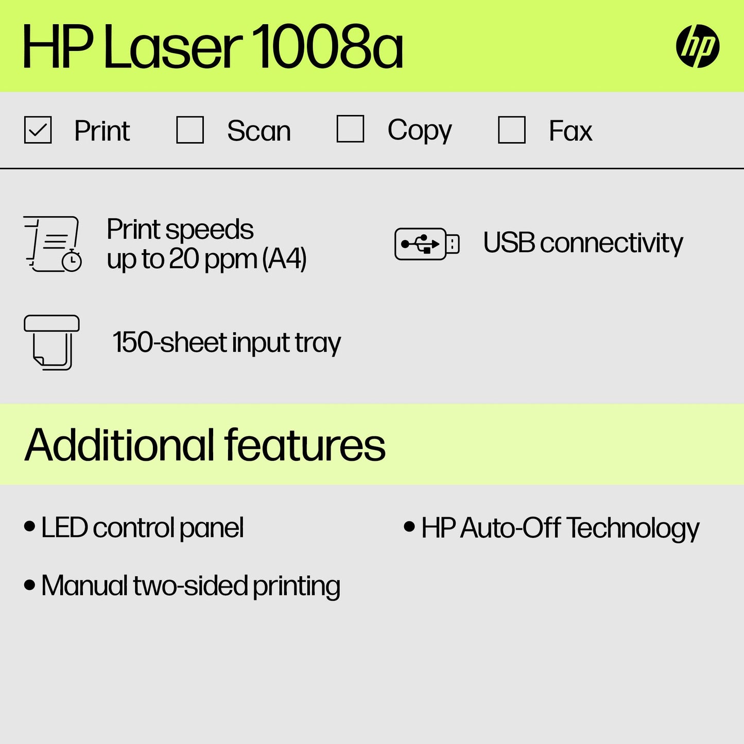 HP Laser 1008a Printer Single Function