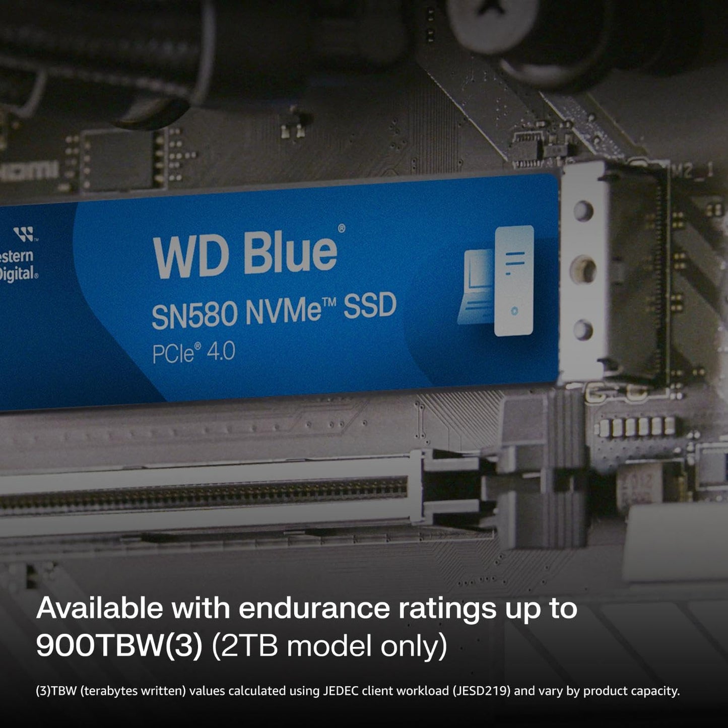 Western Digital WD Blue SN580 NVMe 1TB, Upto 4150MB/s, 5 Y Warranty, PCIe Gen 4 NVMe M.2 (2280), Internal Solid State Drive (SSD) (WDS100T3B0E)