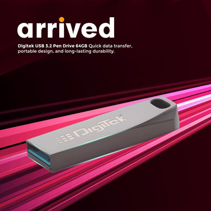 Digitek (Dud 64G V3.2) USB 3.2 Flash Drive, 64GB Storage, High Speed Read & Write, Pen Drive, Magnetic, X-Ray & Temperature Resistant | Compatible with Windows & Mac OS